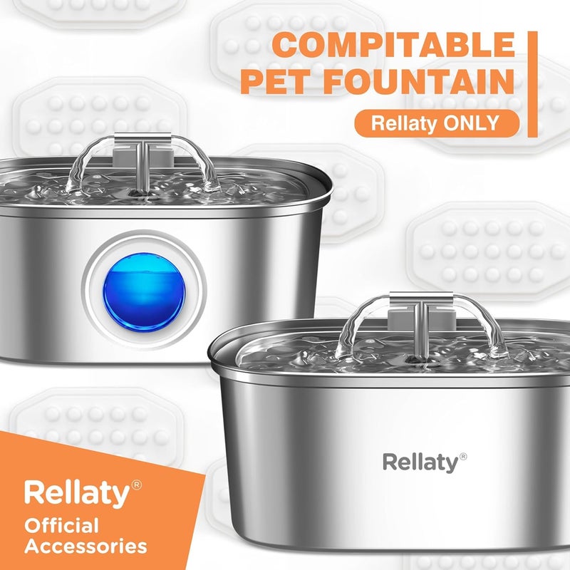 Rellaty Official Cat Fountain Filters Replacement： Pre-Filter Sponges for 3.2L/108oz Automatic Pet Water Fountain - Includes 12 Sponge Filters & 12 Carbon Filters - Image 2